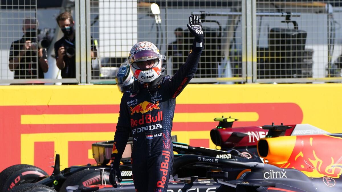 Red Bull driver Max Verstappen of the Netherlands waves to fans after the Sprint Qualifying of the British Formula One Grand Prix. — AP