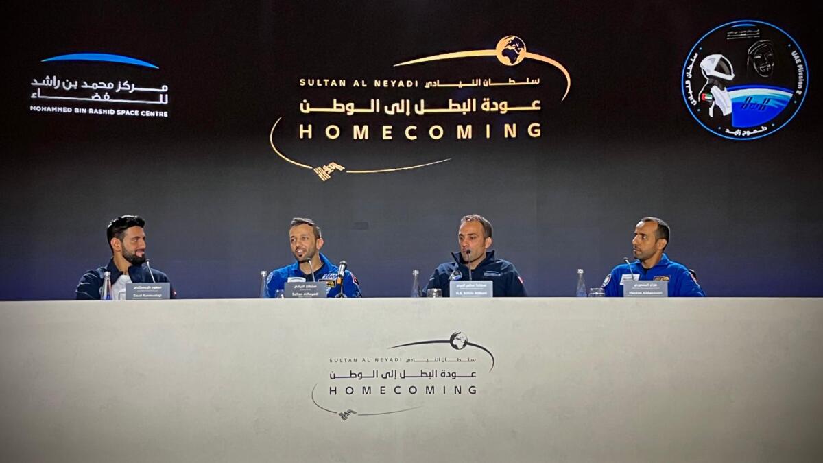 Sultan AlNeyadi attends a press conference in Abu Dhabi. — Photo by Rahul Gajjar