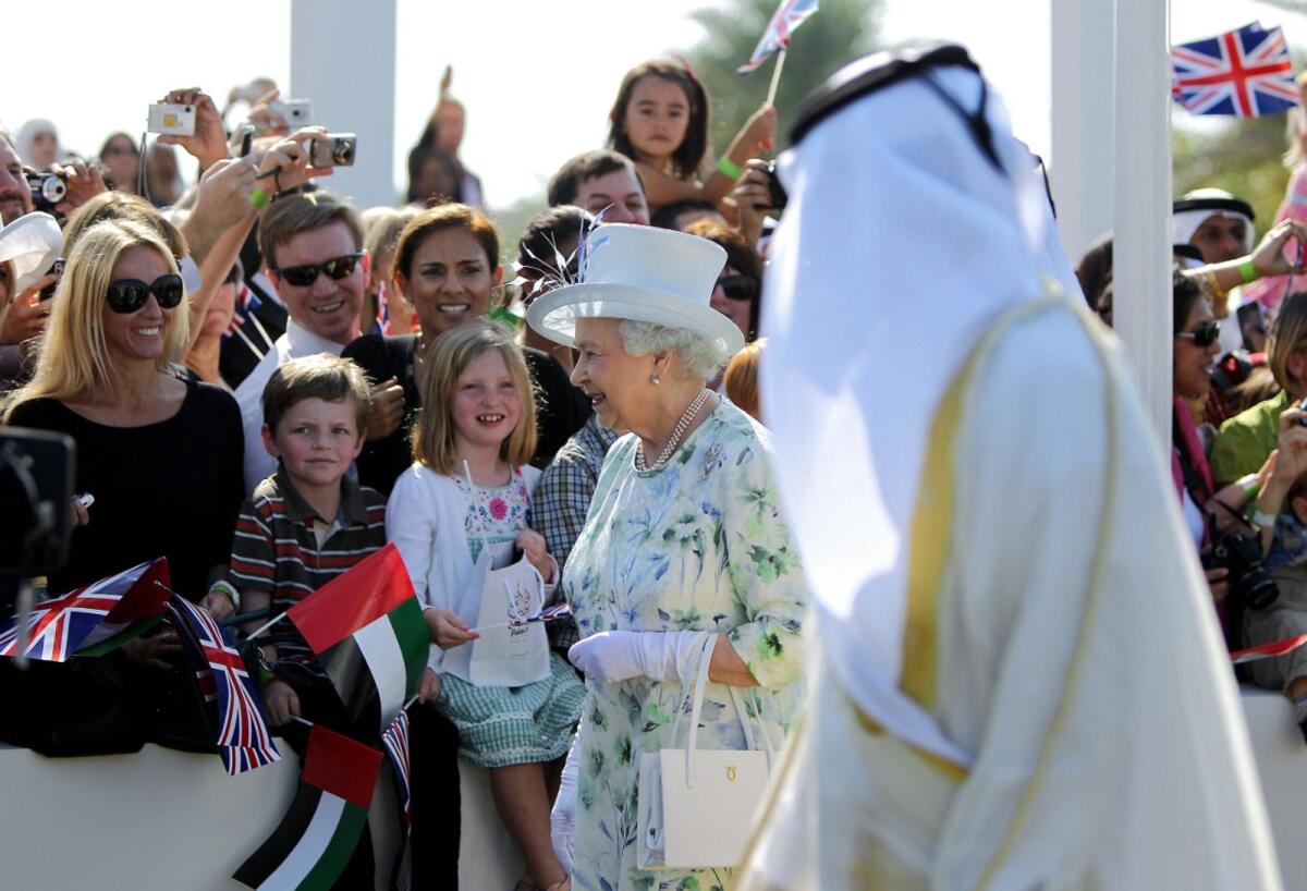 File. The Queen interacting with British expats in Dubai during her 2010 UAE visit.