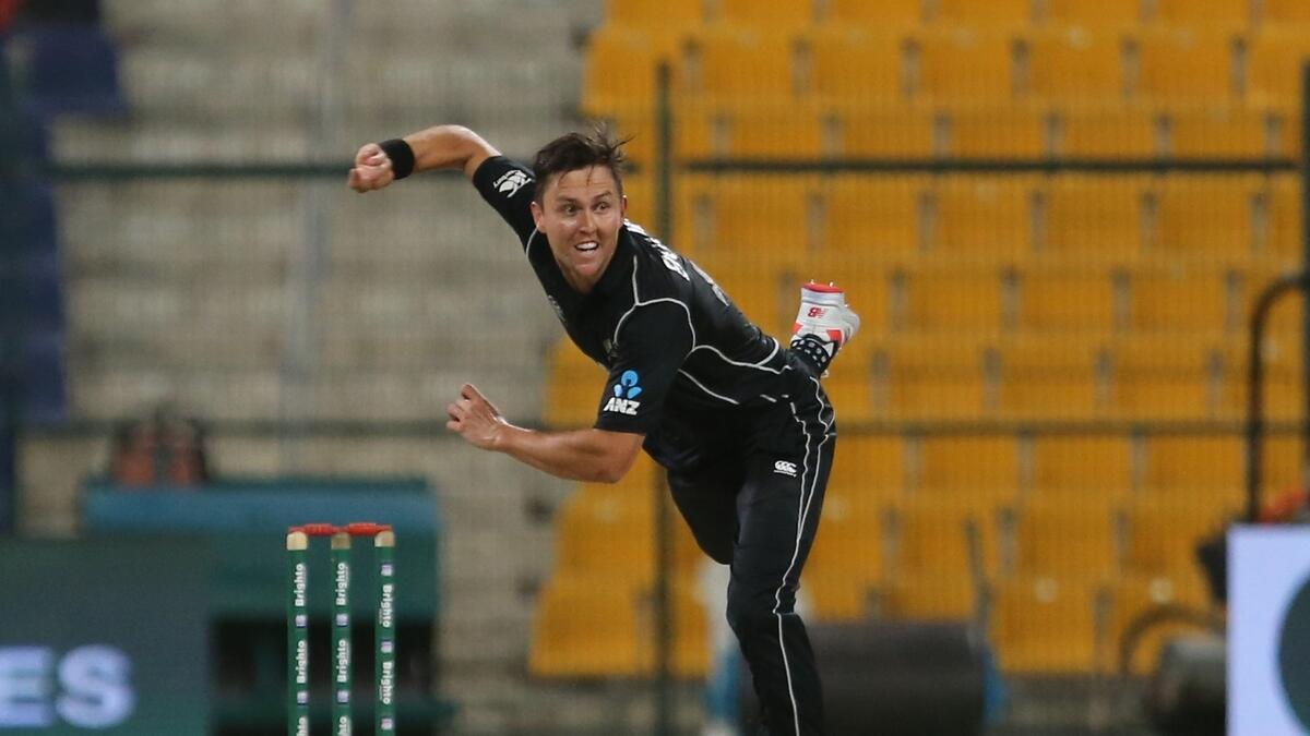 New Zealands Trent Boult bowls during the 1st One Day International match between Pakistan and New Zealand at Sheikh Zayed stadium  in Abu Dhabi.-Photo by Ryan Lim/Khaleej Times