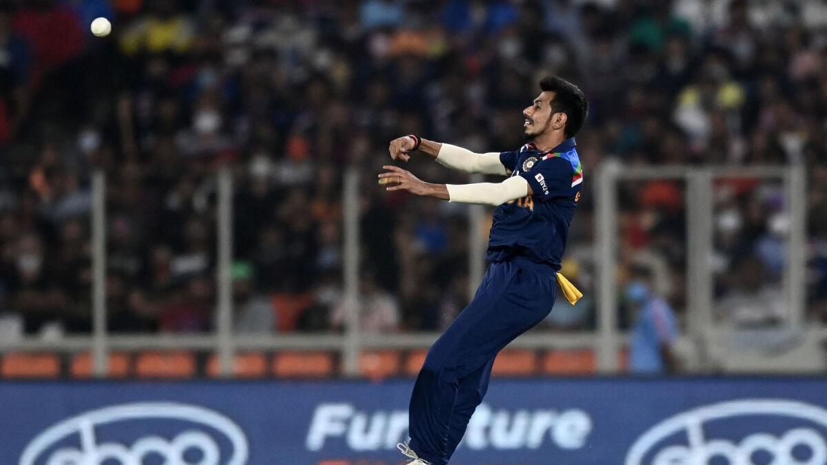 India's Yuzvendra Chahal fields the ball during the first Twenty20 international cricket match against England. — AFP
