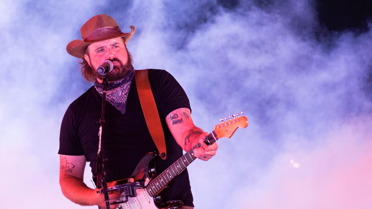 US country singer Randy Houser performs onstage during the drive-in live music event 'Concerts in your Car' at the Ventura County Fairgrounds and Event Center, in Ventura, California, on July 11 2020, amid the coronavirus pandemic . Photo: AFP