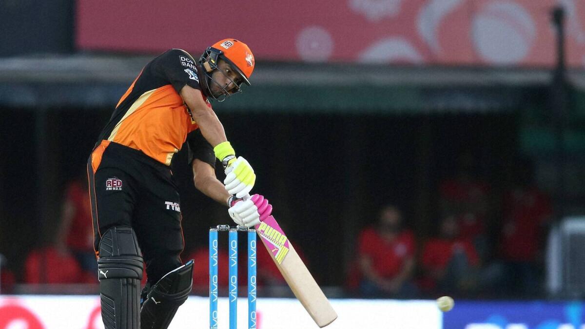 Yuvraj Singh struck 42 off 24 balls to take Sunrisers Hyderabad to victory over Punjab on Sunday. — PTI