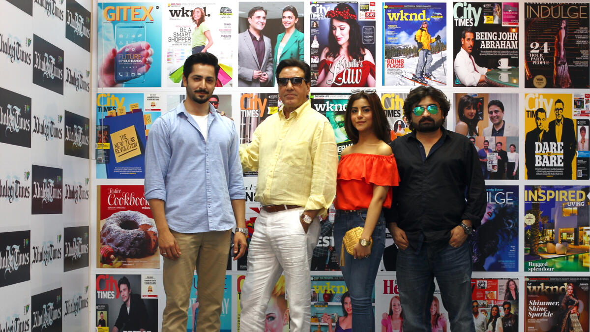 CT040815-SK-WRONGNODanish Taimoor,Javed Sheikh,Sohai Ali Abro and Danish Nawaz at Khaleej Times office for the promotion to the movie Wrong No at Dubai on Thursday. 04 August, 2015. Photo by Shihab