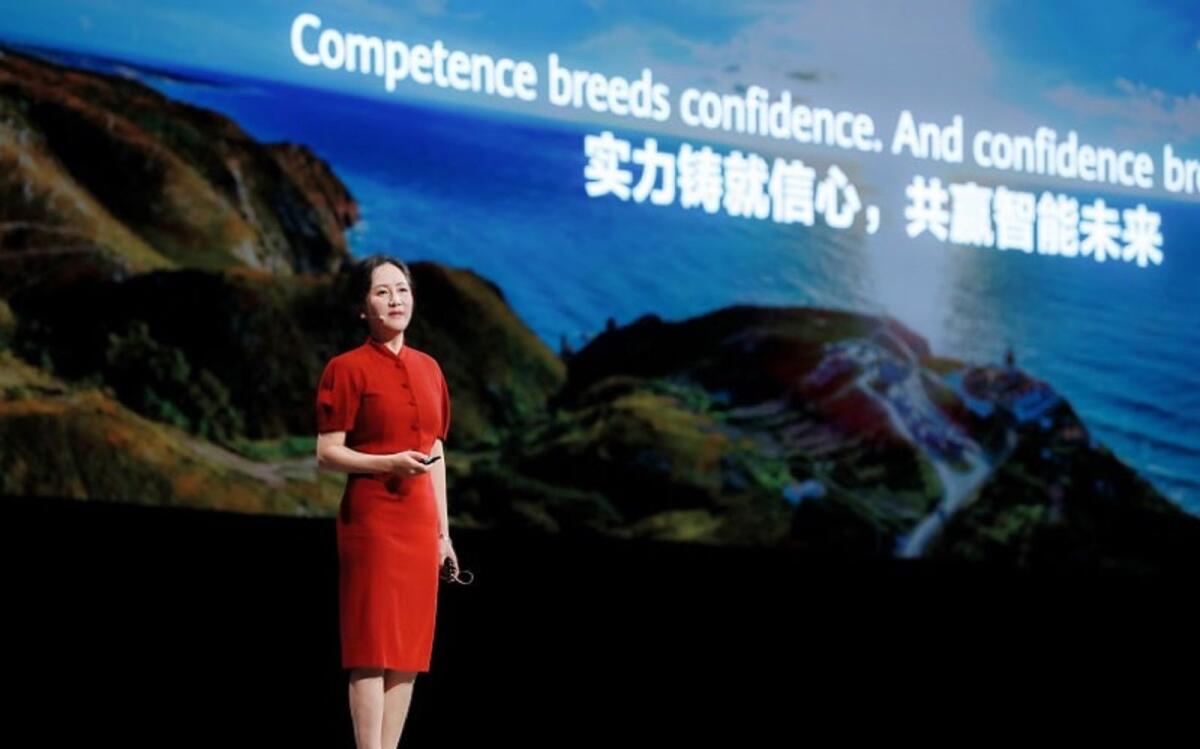 Sabrina Meng, Huawei's Deputy Chairwoman, Rotating Chairwoman, and CFO, speaking at the Huawei Connect 2023 in Shanghai.
