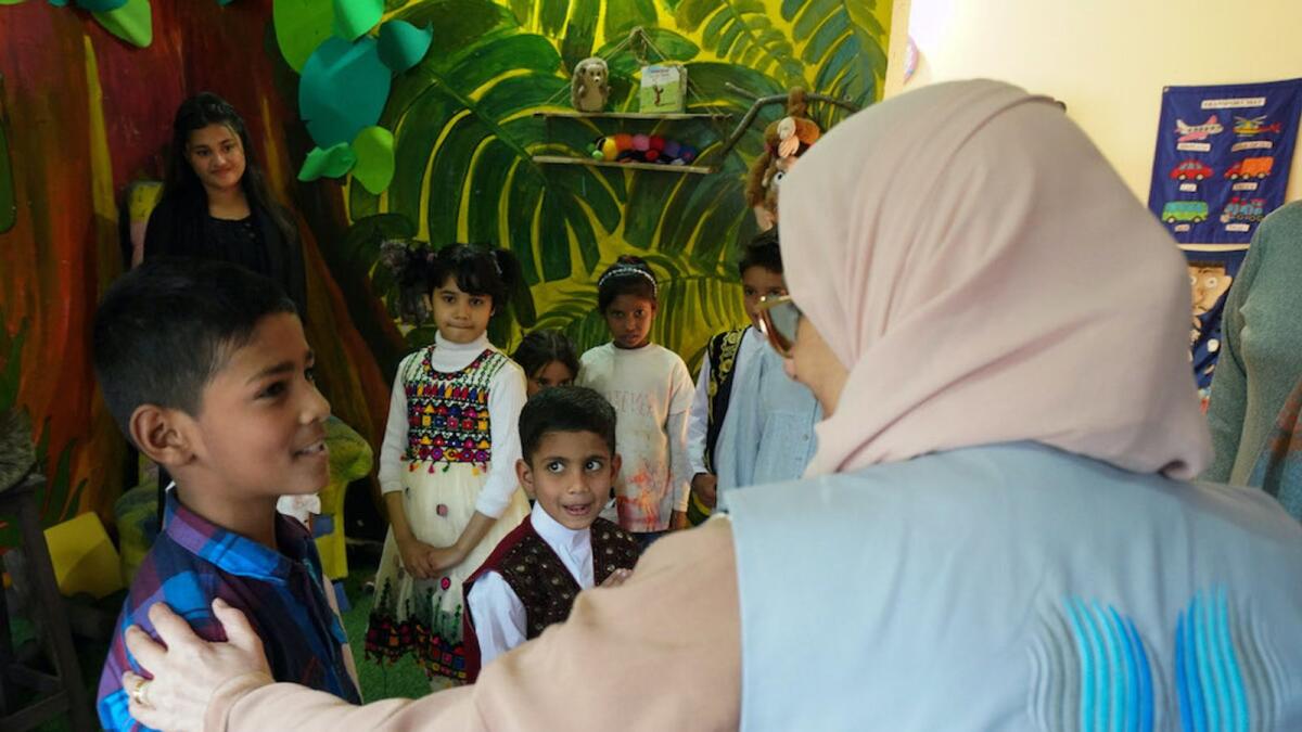Sheikha Jawaher during her visit to SOS Children's Village in Pakistan.