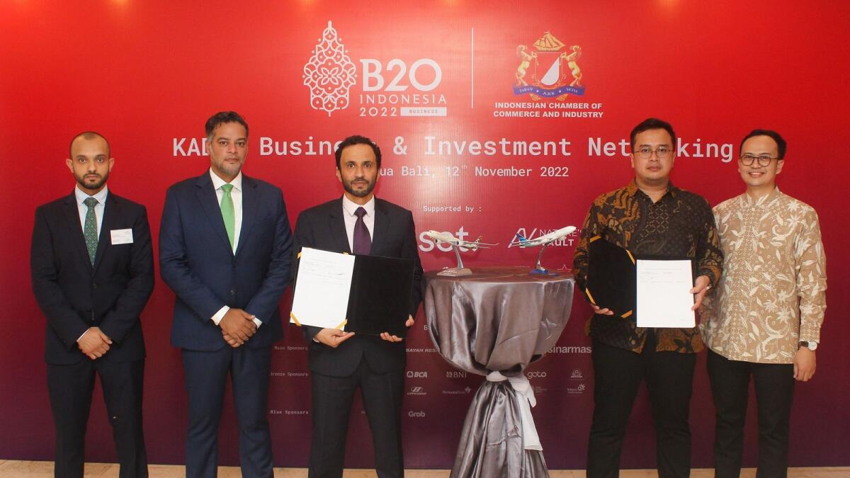 From left: Mubarak Al Rawahi Manager Diplomatic Affairs, Yarub Mohammed Country Manager, and Mohammed Al Eghfeli Director of Government Affairs at Etihad Aviation Group, with Danni Utomo, Vice President Product Development, and Akas Deta Septana Senior Manager Interline and Alliance Management, Garuda Indonesia. - Supplied photo