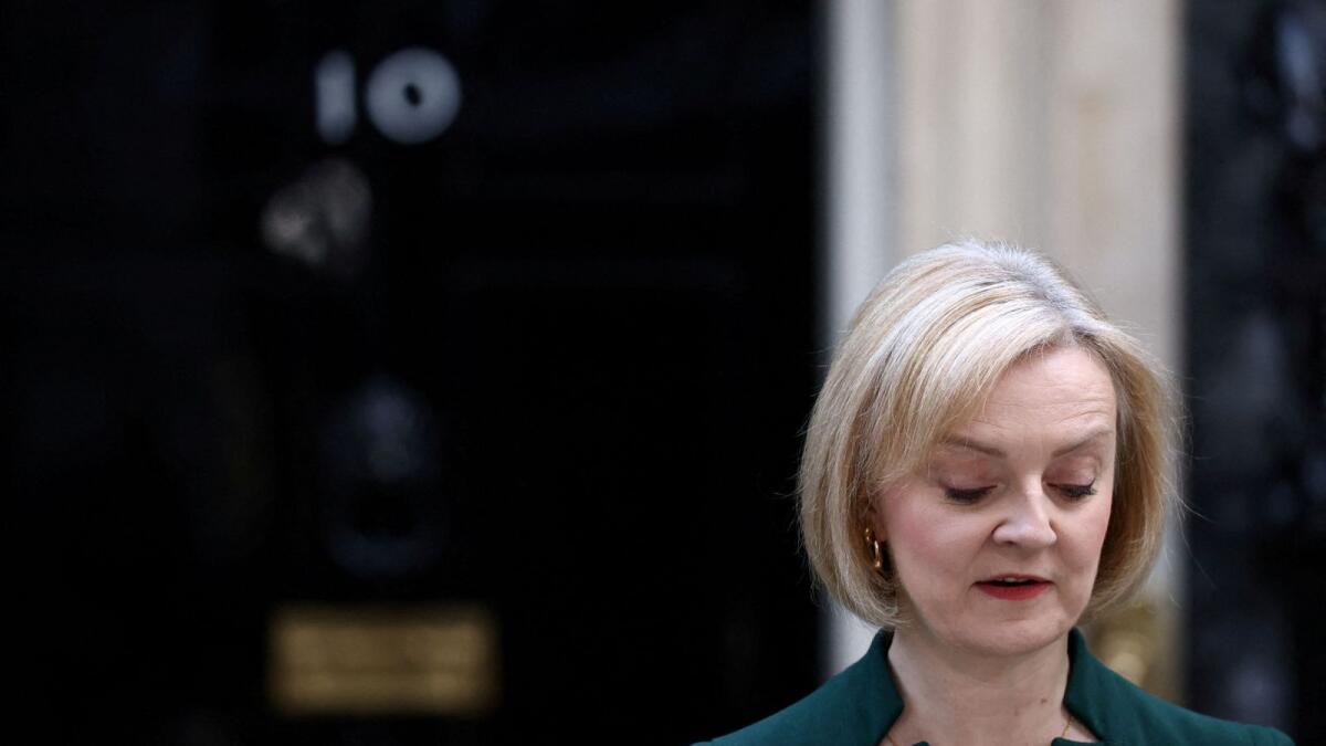Liz Truss delivers a speech on her last day in office as British Prime Minister, outside Number 10 Downing Street in London on October 25, 2022. — Reuters file