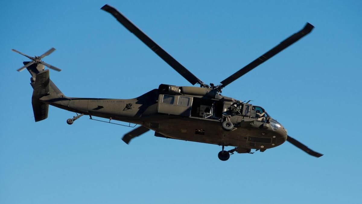 A US Army Sikorsky UH-60 Black Hawk helicopter, the type that crashed with service members aboard.