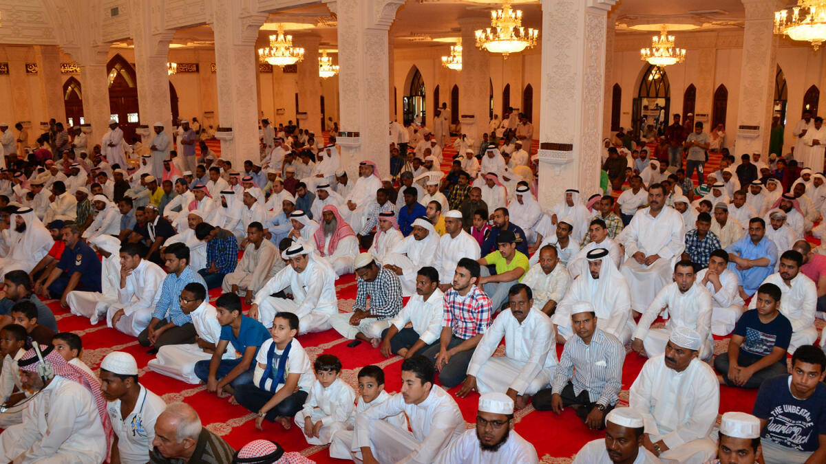 Residents perform Friday prayers and the Absentee funeral prayers (Salat Alghayeb) at Shaikh Isa Mosque.