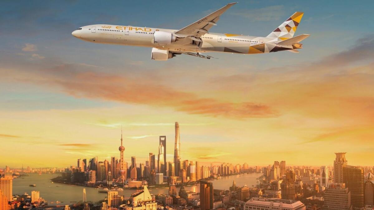 Etihad Airways will be flying between Abu Dhabi and Shanghai twice-weekly from February 2023. - Supplied