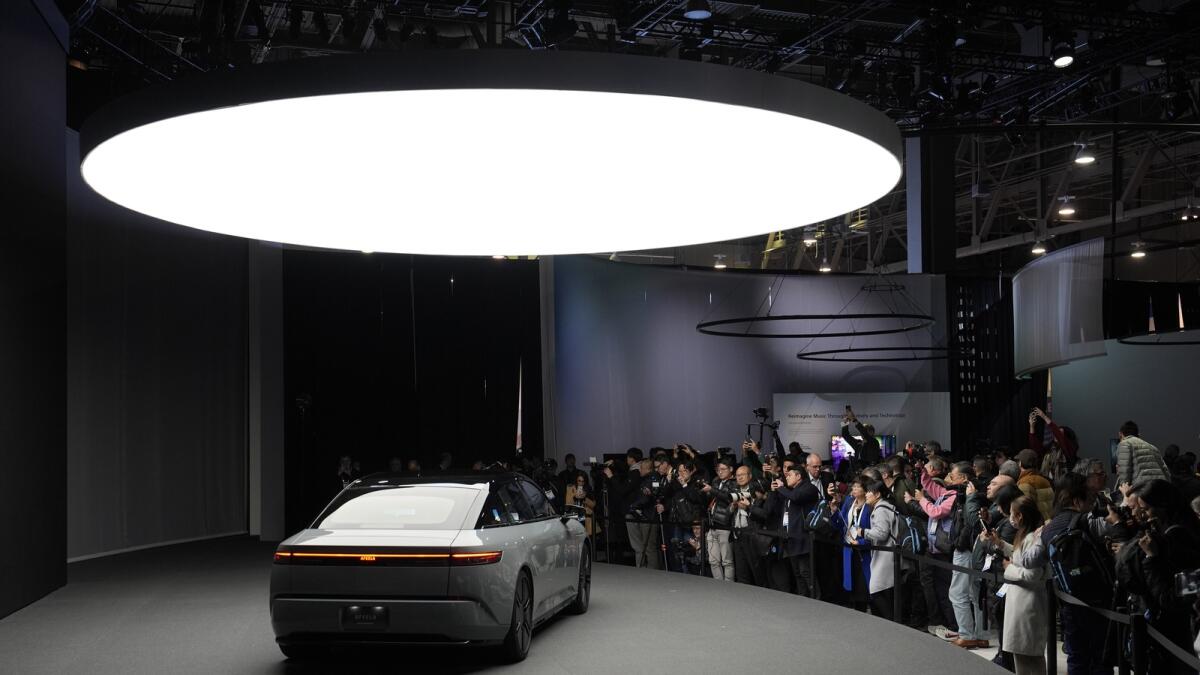An Afeela EV during a Sony press conference ahead of the CES tech show on Monday  in Las Vegas. — AP