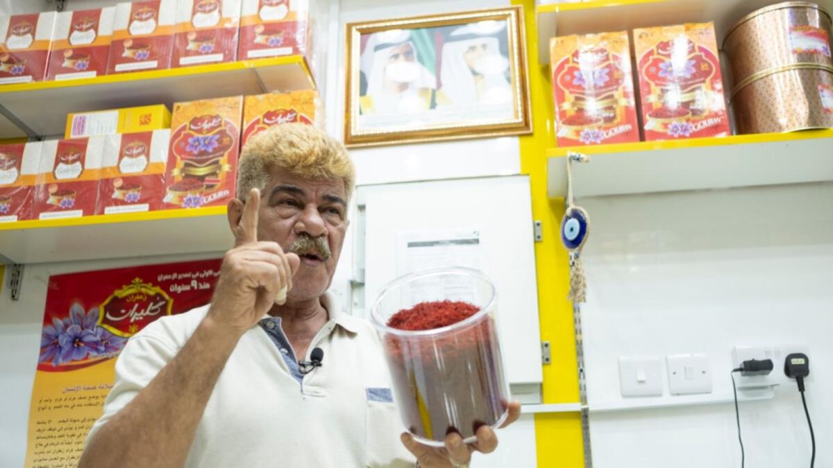 Abdullah Asad in his spice shop in Deira Souk. KT Photos/Shihab