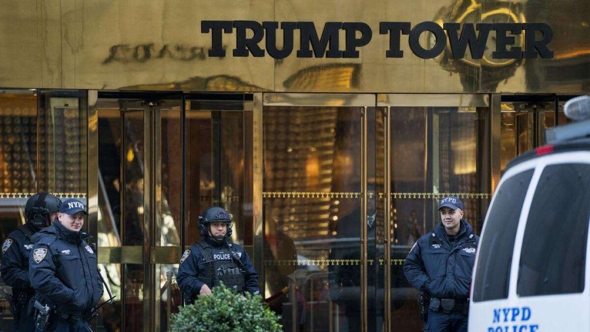 New York City police stand guard in front of Trump Tower, a residence of President-elect Donald Trump in New York. 