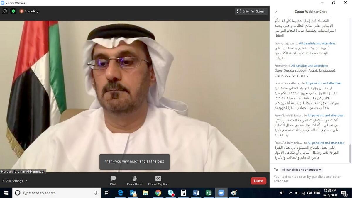 Hussain bin Ibrahim Al Hammadi, Minister of Education, UAE, smart, education, learning, coronavirus, Covid-19