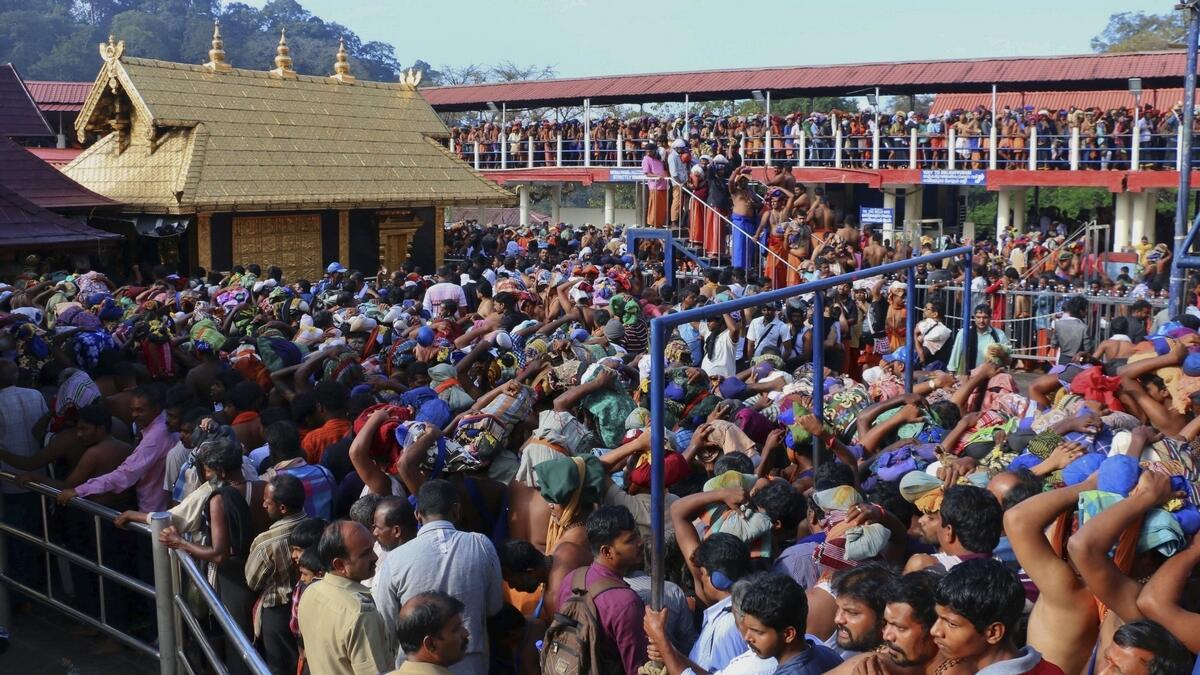 Worshippers queue during a pilgrimage at the Sabarimala temple in the southern Indian state of Kerala.- AP file photo