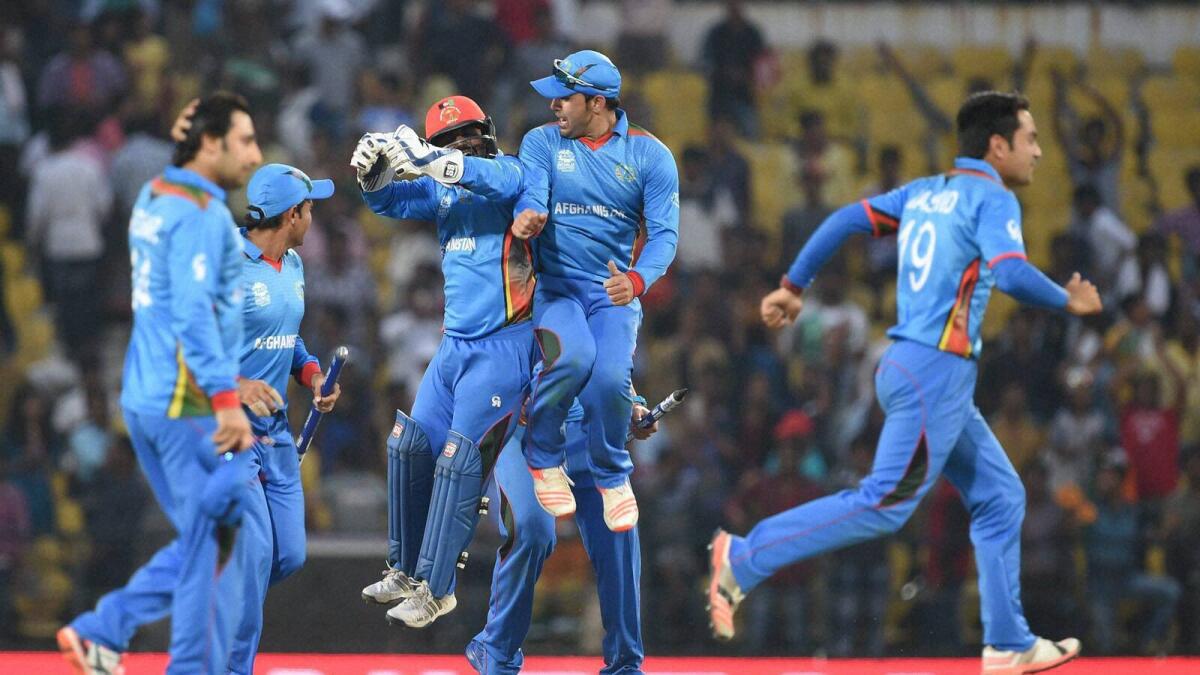 World T20: Afghanistan celebrate victory against West Indies 