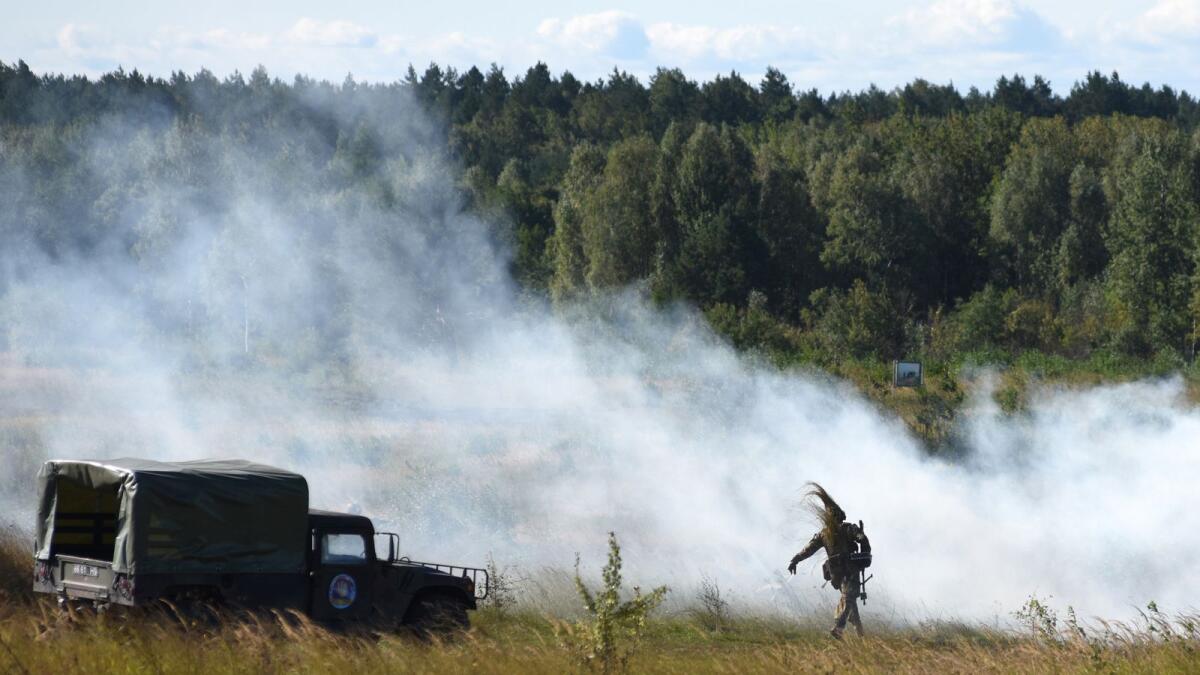 FILE. Ukrainian soldiers take part in military exercises at the Yavoriv shooting range not far from the western Ukrainian city of Lviv on September 15, 2017. Photo:AFP