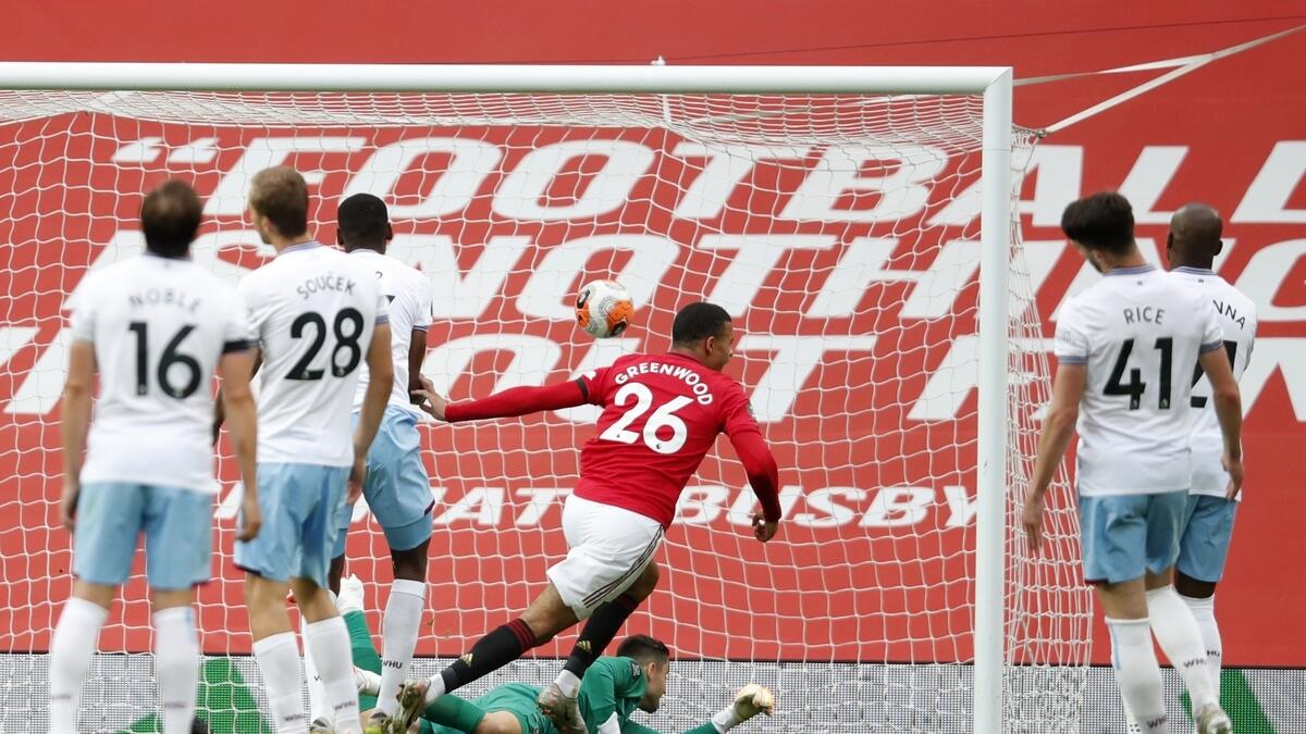 Manchester United's Mason Greenwood celebrates his goal. (AFP)