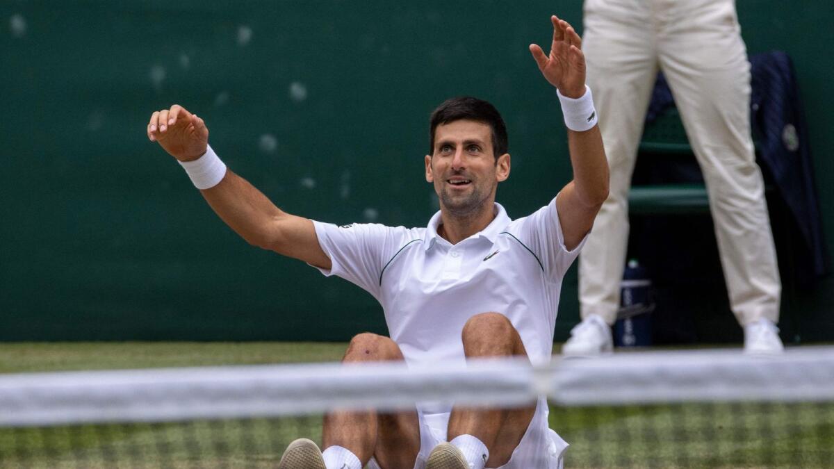 Serbia's Novak Djokovic celebrates his win over Italy's Matteo Berrettini. — AFP