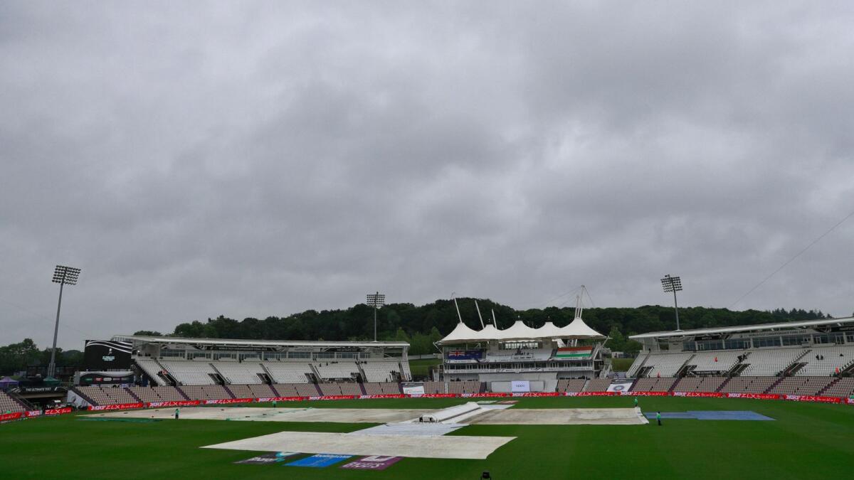 Clouds loom over the Rose Bowl as rain washed out the fourth day of the World Test Championship final between New Zealand and India. — AP