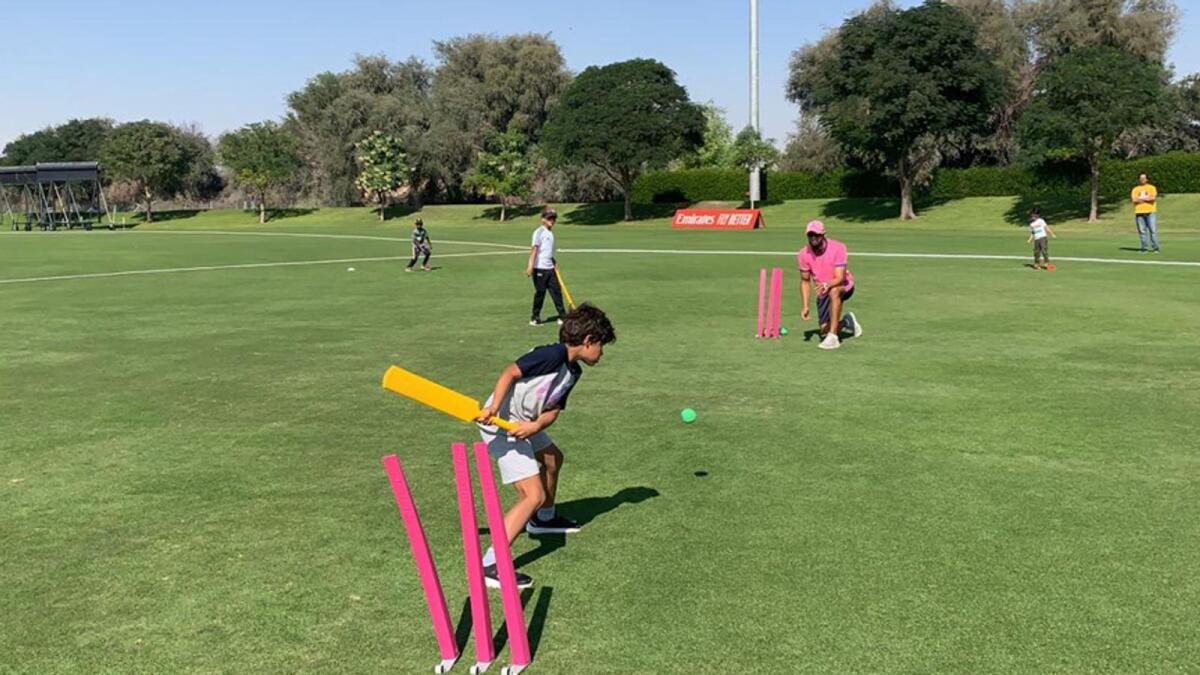 A youngster bats during the Rajasthan Royals Academy UAE Xmas Cricket Camp. — Supplied photo