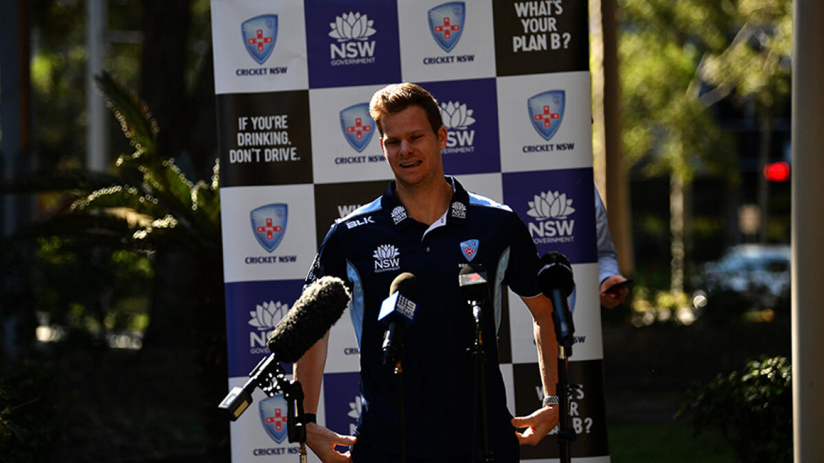 New South Wales Blues and Australian cricket player Steve Smith attends a press conference in Sydney on Monday. -- AFP