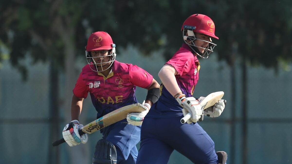 Akshat Rai and Tanish Suri of UAE in action during the ACC Men's U19 Asia Cup 2023  - Photo Asian Cricket Council