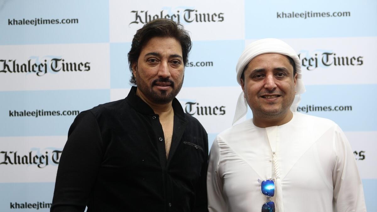 Suhail Abdul Latif Galadari, Director, Khaleej Times, with Pakistani actor Saud during the Da-Bangg press conference in Dubai.