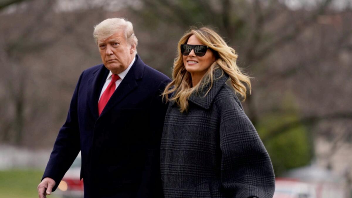 President Donald Trump and first lady Melania Trump arrive on the South Lawn of the White House after visiting his Mar-a-Lago resort. — AP