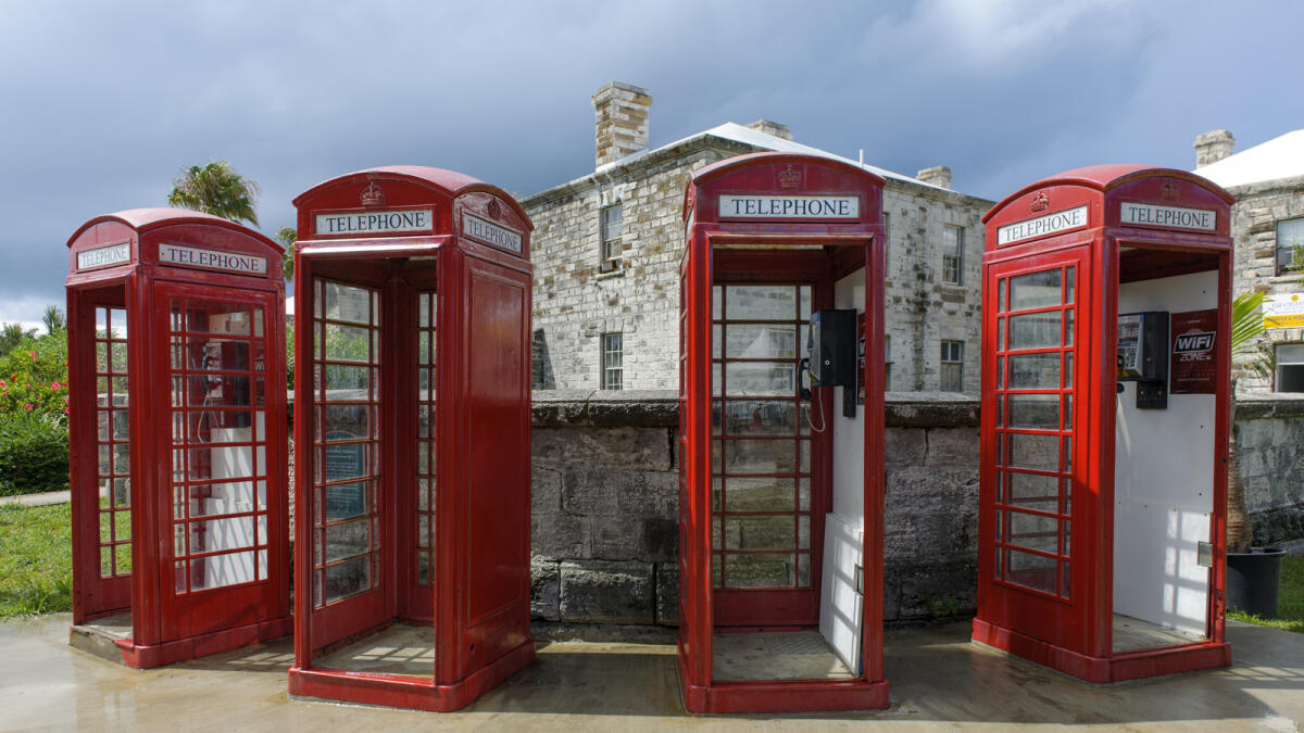 England in the sun? British telephone cabins at the Royal Naval Dockyard