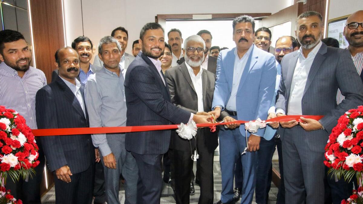 The new office being inaugurated by Shamlal Ahamed, MD – International Operations, Malabar Gold &amp; Diamonds in the presence of Mayinkutty C, Senior Director, Malabar Group; Ameer CMC, Director – Finance and Admin, Malabar Gold &amp; Diamonds; Mathew Scaria, General Manager, M Fit Interior Decoration; senior management team and other dignitaries.