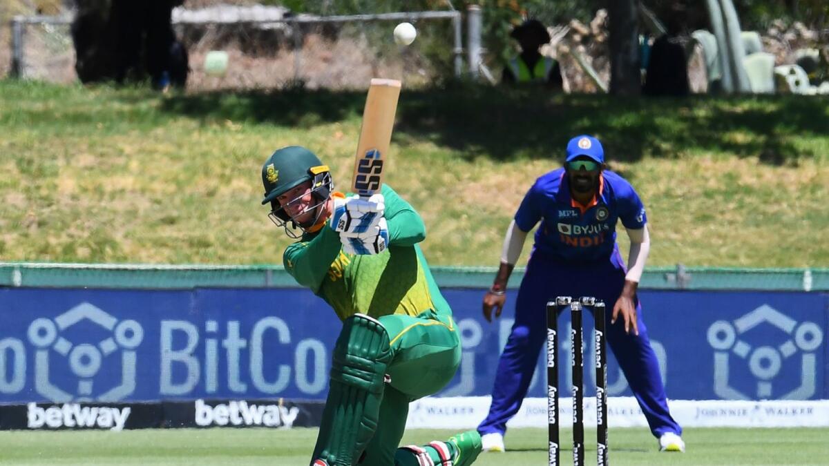 South Africa's Rassie van der Dussen plays a shot against India during the first One Day International on Wednesday. — AFP