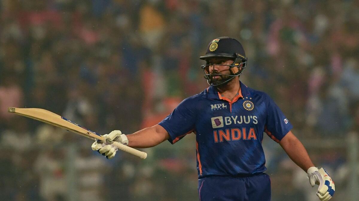 India's Rohit Sharma celebrates after scoring a half-century. (AFP)