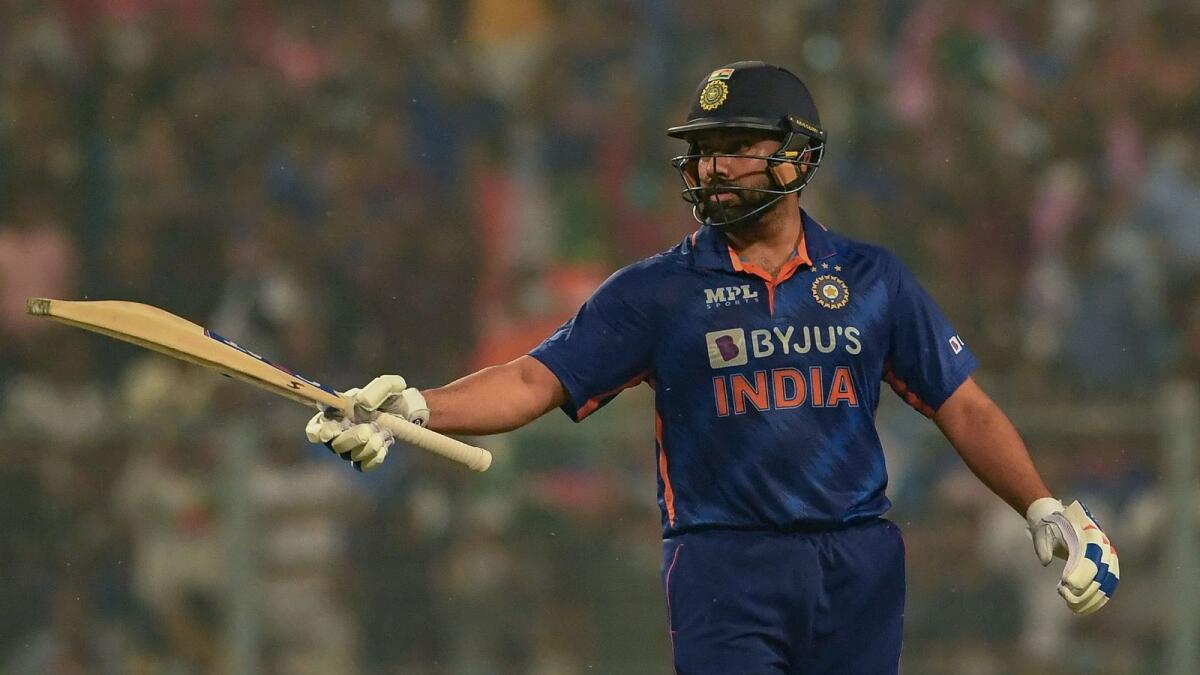 India's Rohit Sharma celebrates after scoring a half-century. (AFP)