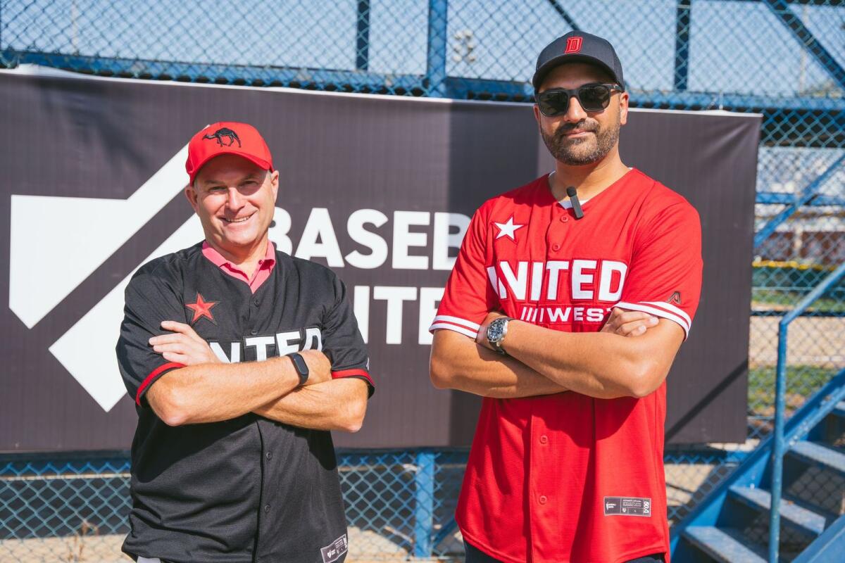 Kash Shaikh, Chairman, CEO, and Majority Owner, Baseball United, with Roger Duthie, President, Dubai Little League. — Supplied photo