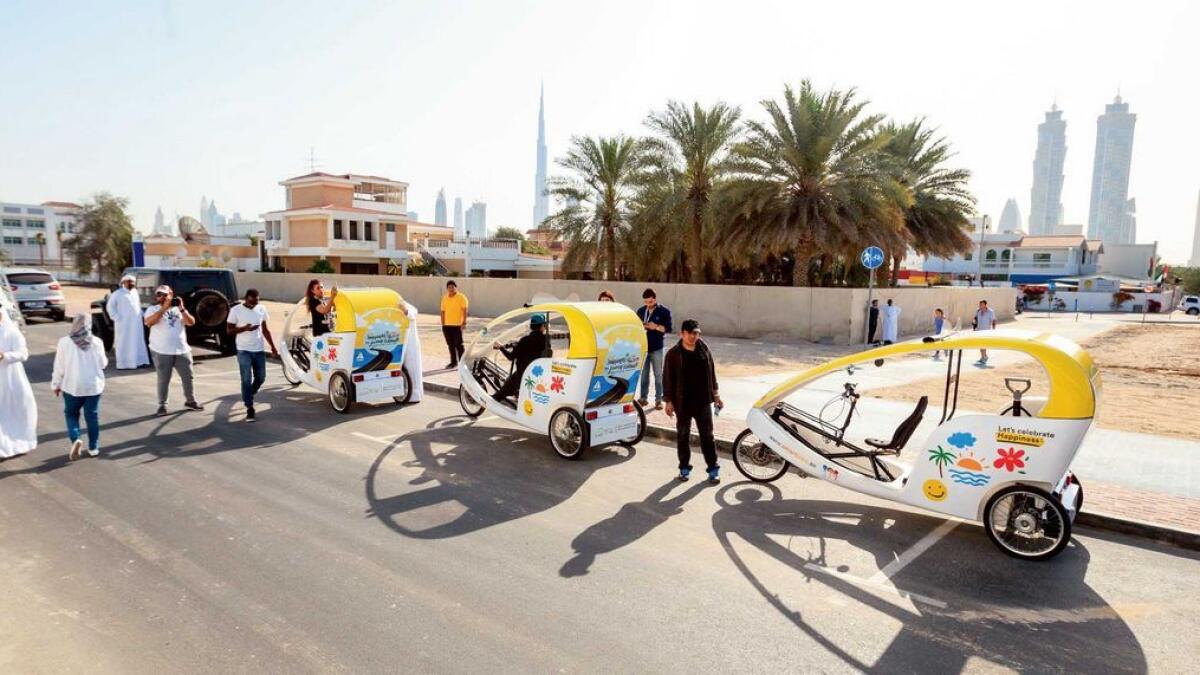 Smart Bikes which were unveiled at last month’s Happiness Journey — the first in the UAE — which saw a parade over two kilometres, from Dubai Water Canal to BoxPark and back. 