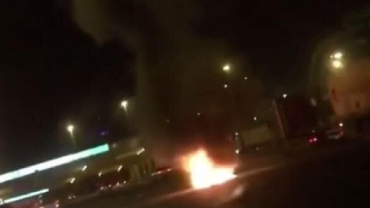 Video: Vehicle bursts into flames on UAE road