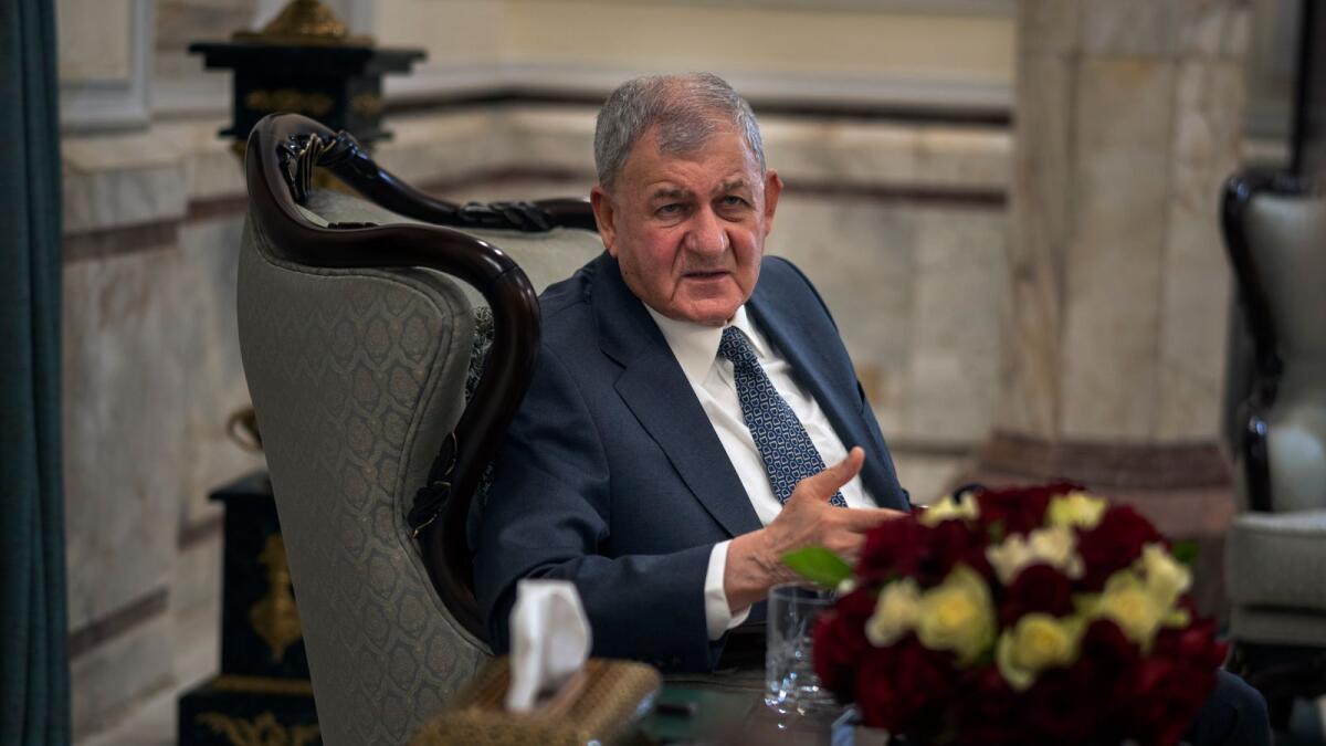 Iraqi President Abdul Latif Rashid during the interview in Baghdad. — AP
