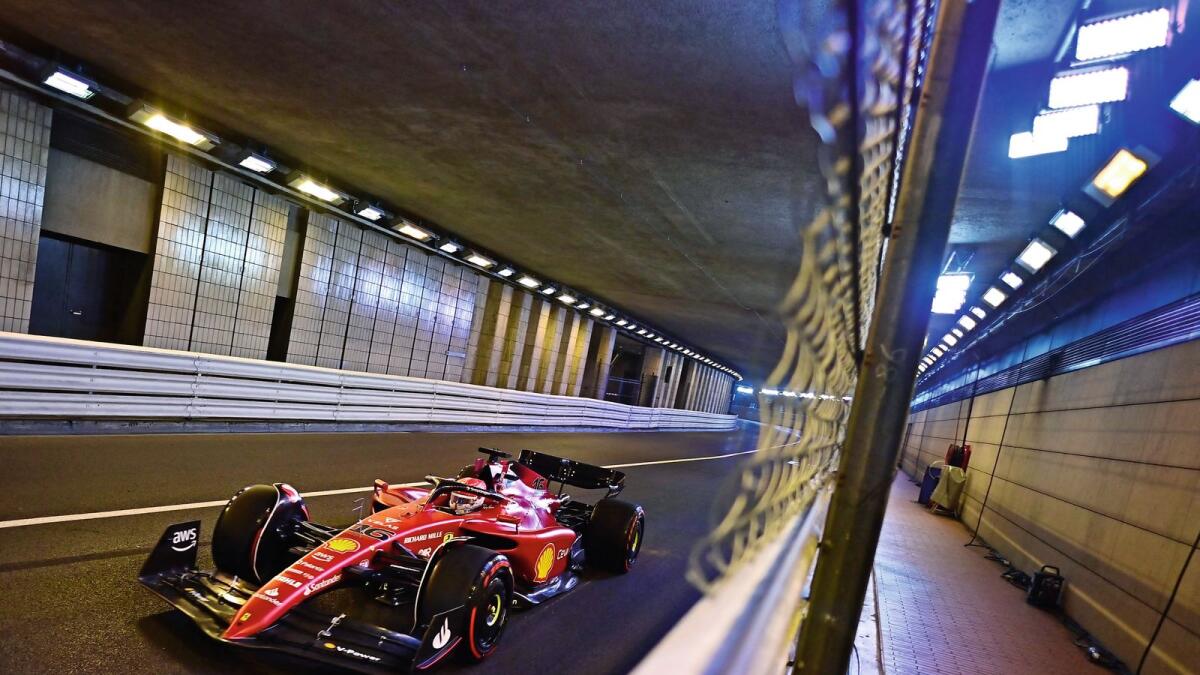 Ferrari's  Charles Leclerc during qualifying at the Monaco street circuit on Saturday. — AFP