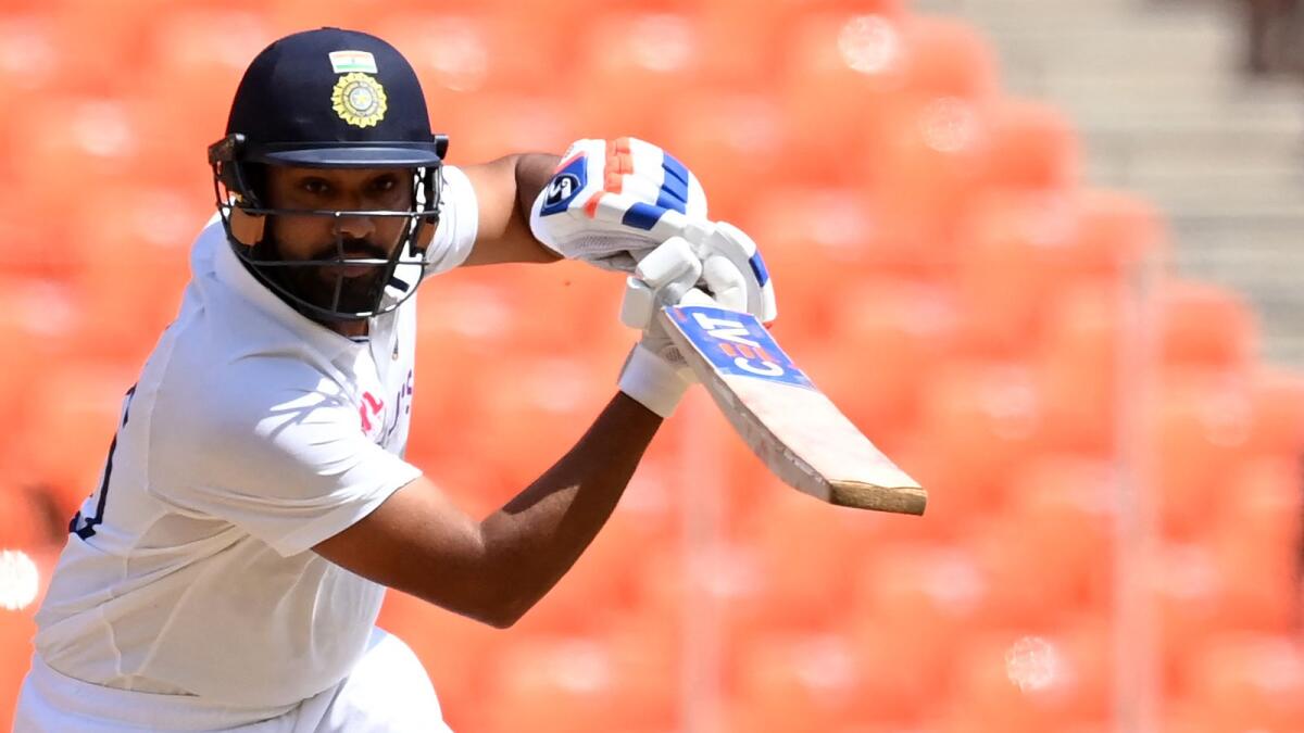 India's Rohit Sharma plays a shot on the second day of the fourth Test against England at the Narendra Modi Stadium in Motera on March 5, 2021. (AFP file)