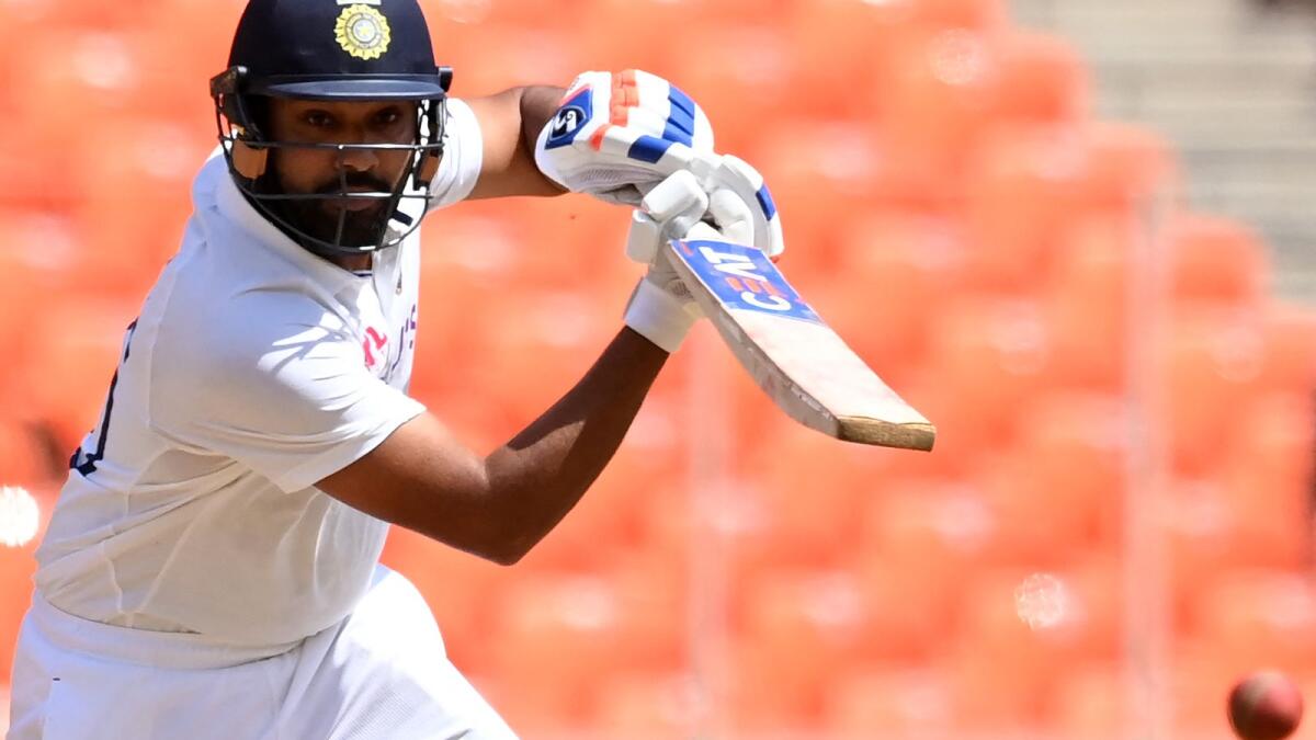 India's Rohit Sharma plays a shot on the second day of the fourth Test against England at the Narendra Modi Stadium in Motera on March 5, 2021. (AFP file)