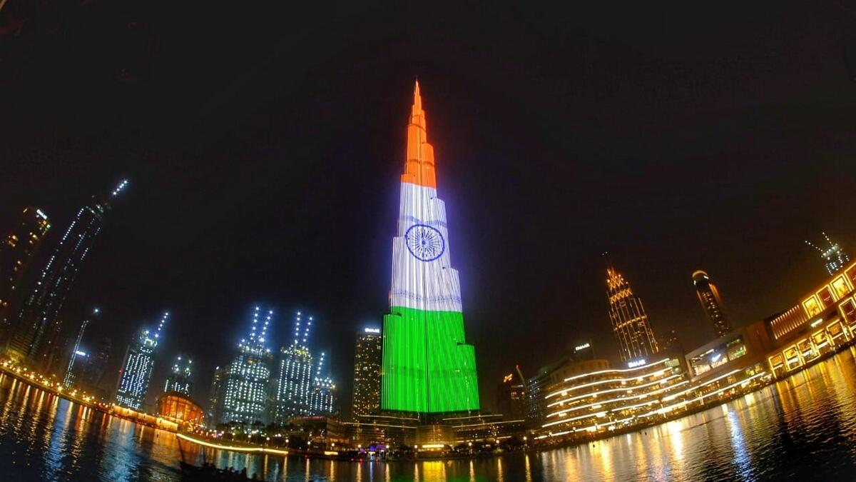 Indian flag displayed on Dubais Burj Khalifa