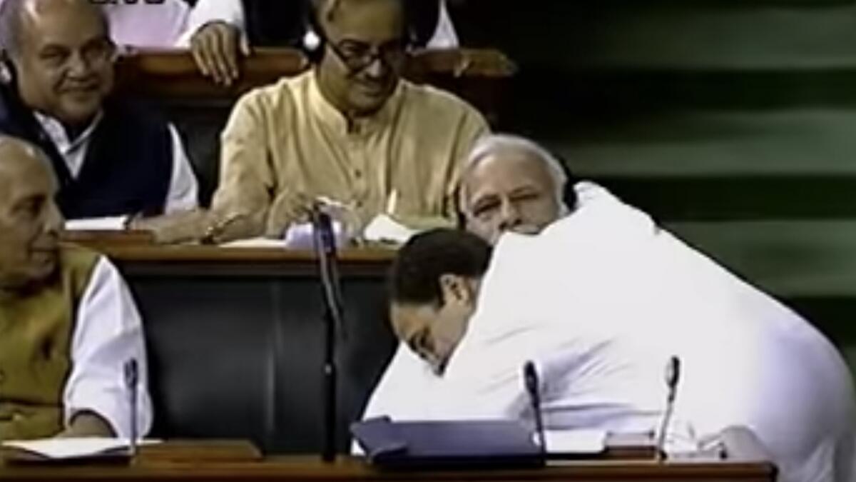 Video: Gandhi-Modi hug was unscripted, Congress claims