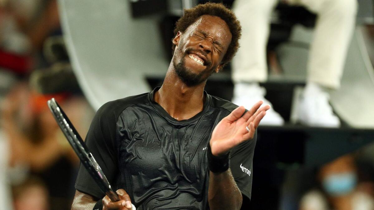 France's Gael Monfils celebrates after winning a match against Serbia's Miomir Kecmanovic. (AFP)