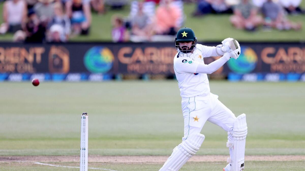Pakistan's batsman Azhar Ali plays a shot on day one of the second cricket Test match against New Zealand.— AFP