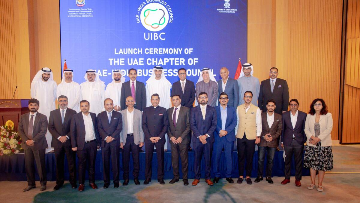 The UAE India Business Council - UAE Chapter (UIBC-UC) was launched in Dubai by Dr. Thani bin Ahmed Al Zeyoudi, UAE Minister of State for Foreign Trade, in the presence of Ambassador of India to the UAE Sunjay Sudhir, Consul General of India in Dubai Dr Aman Puri and founding members of the UBIC-UC. - Supplied photo