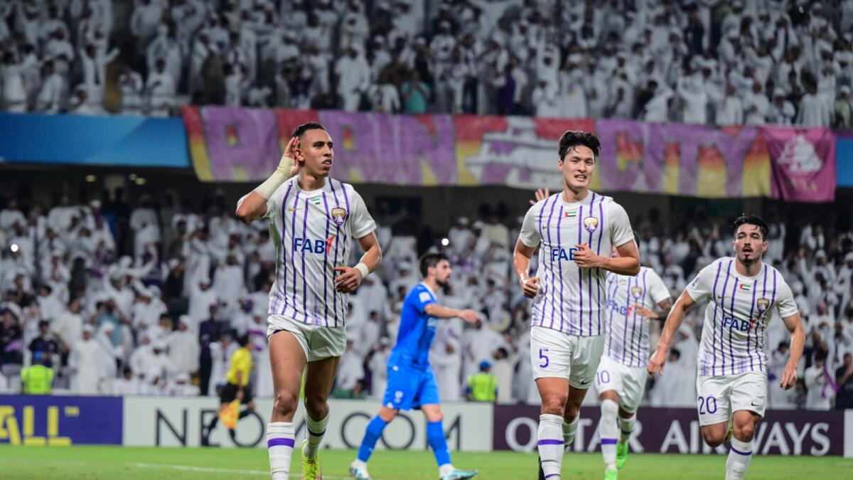 Al Ain players celebrate a goal against al Hilal. — X