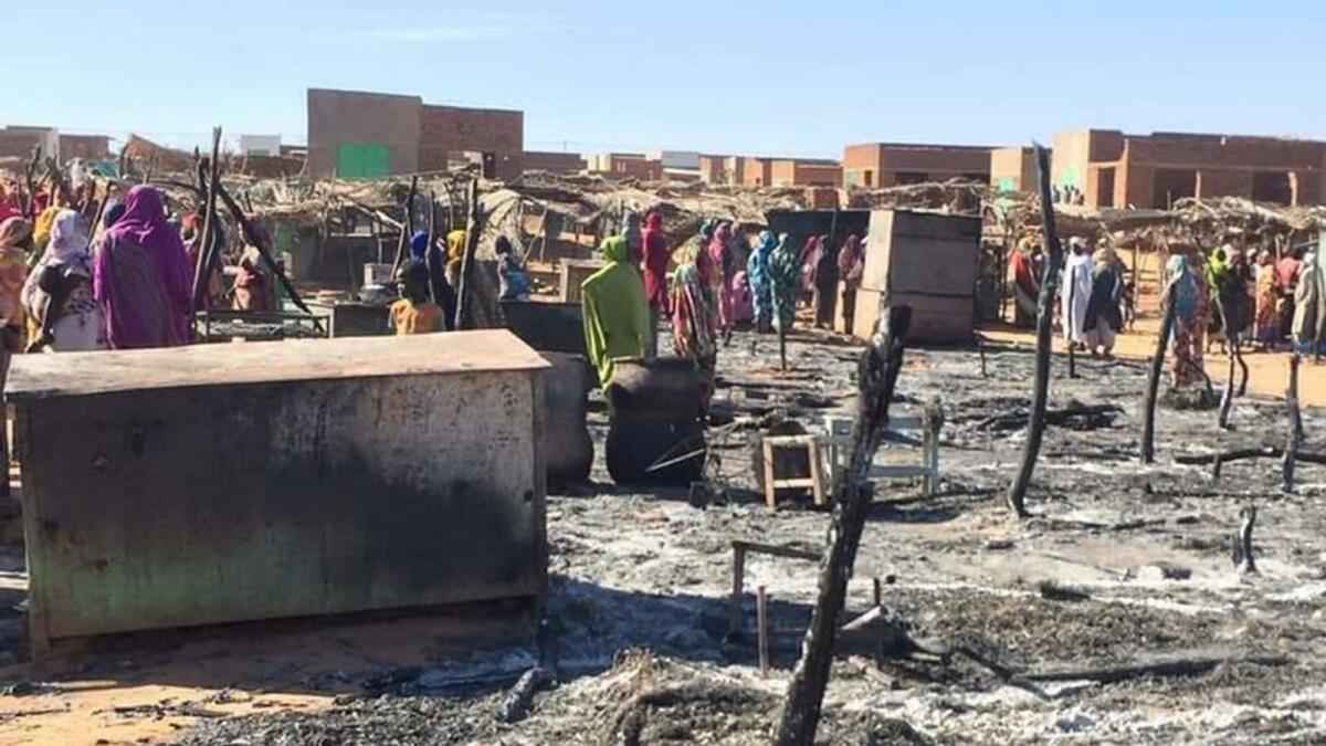 A burnt refugee camp in El Geneina during a clash between ethnic groups in 2019. — AP file