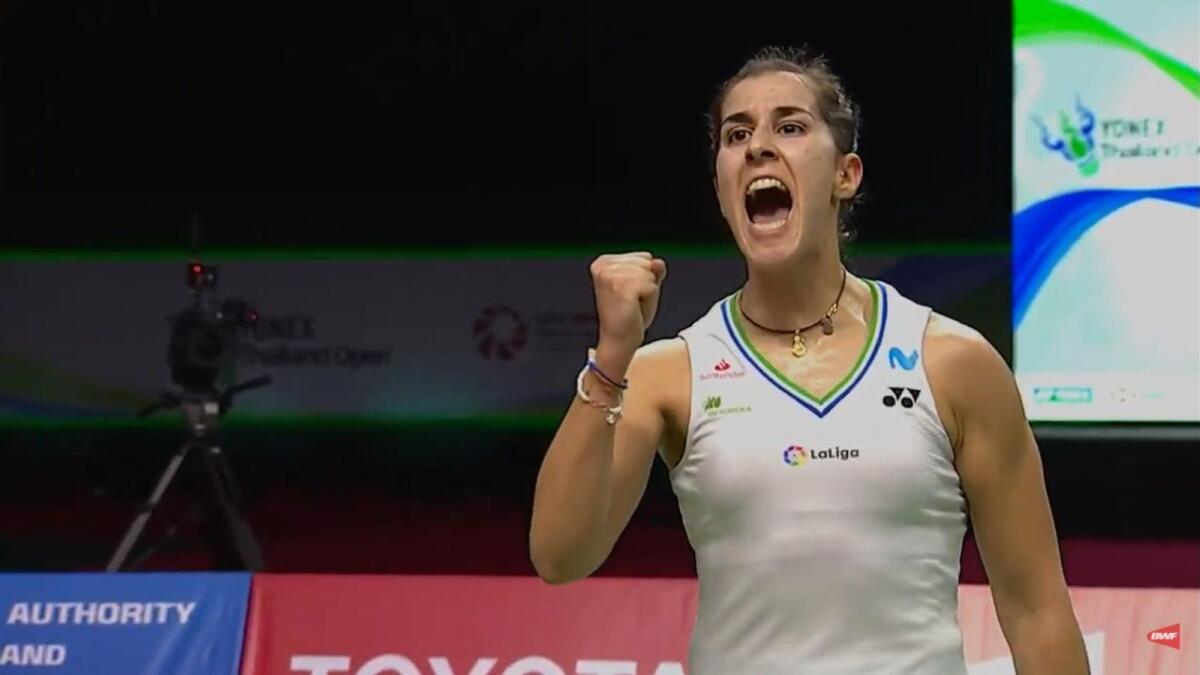 Carolina Marin defeated Tai Tzu Ying in straight games to lift title. — Twitter